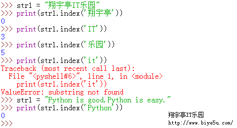 Python index()函数使用的例子