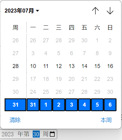 html星期控件设置了min、max和value属性