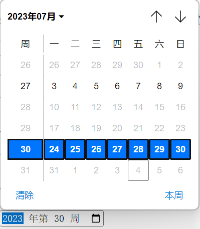 html星期控件-设置了step属性和value属性